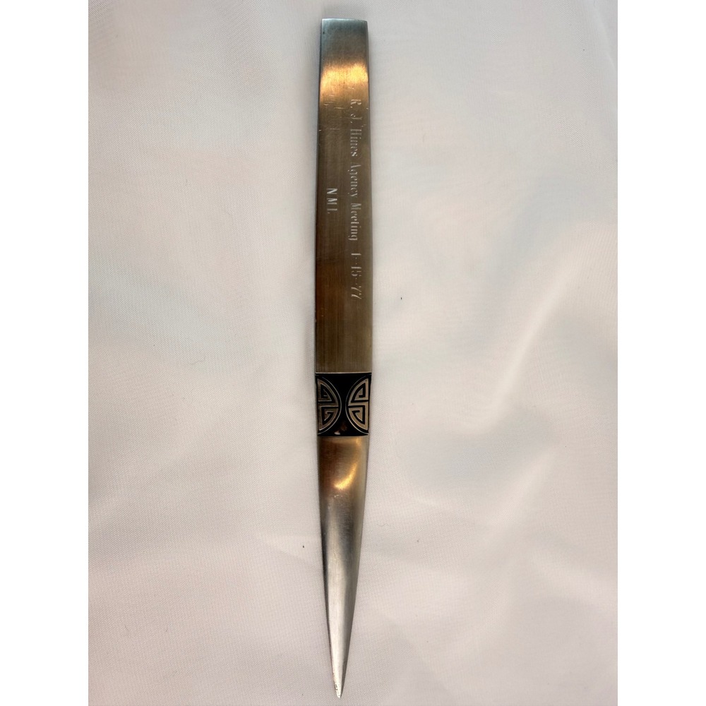 Vintage AS Stainless Japan Letter Opener R.J. Hines Agency Meeting 1977 Engraved